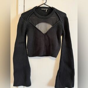 ENDLESS ROSE Cropped Black Sweater with Cutouts